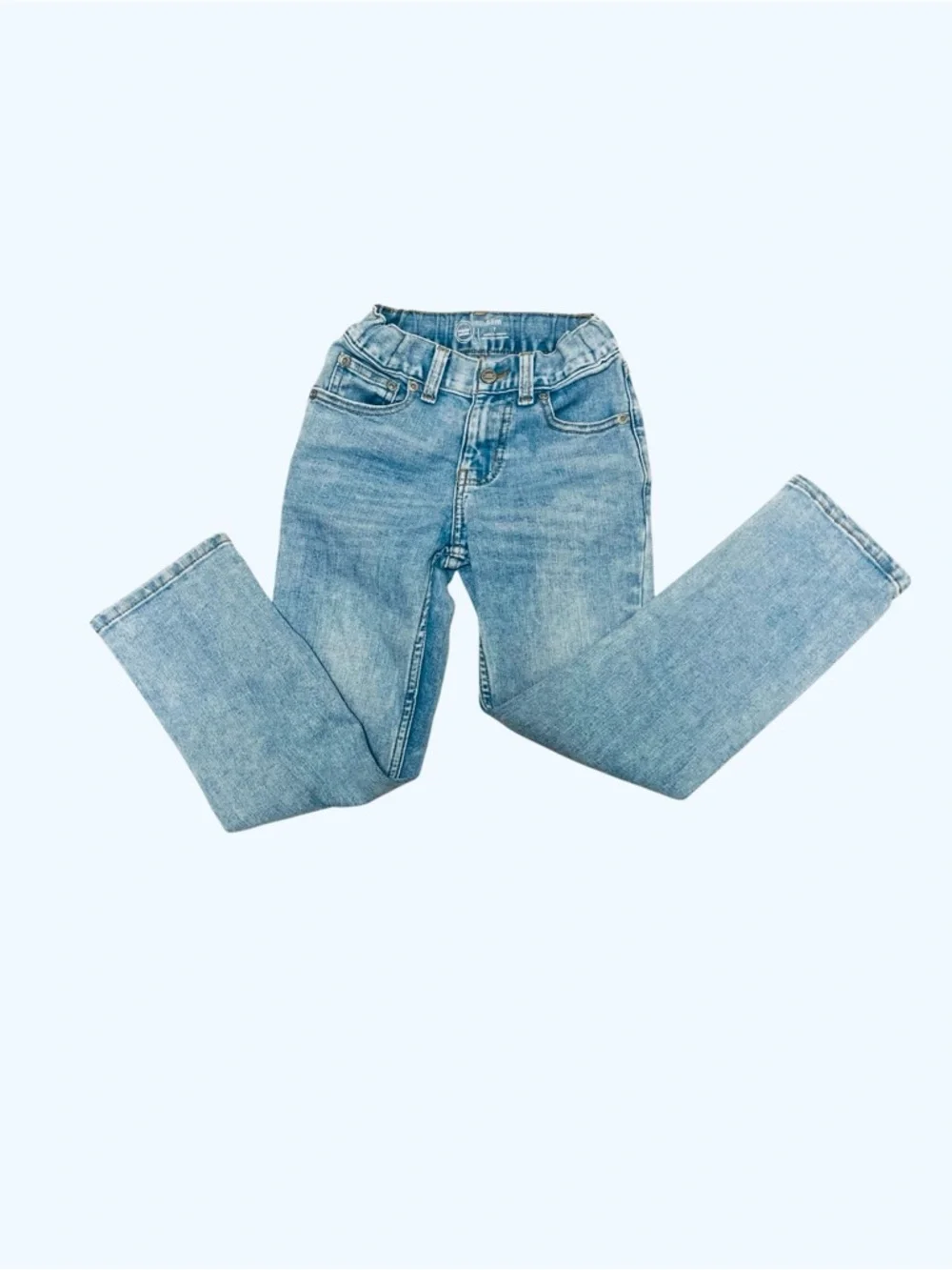 Wonder Nation cotton blend light blue denim jeans Boy 7 Slim 5 pocket design zip